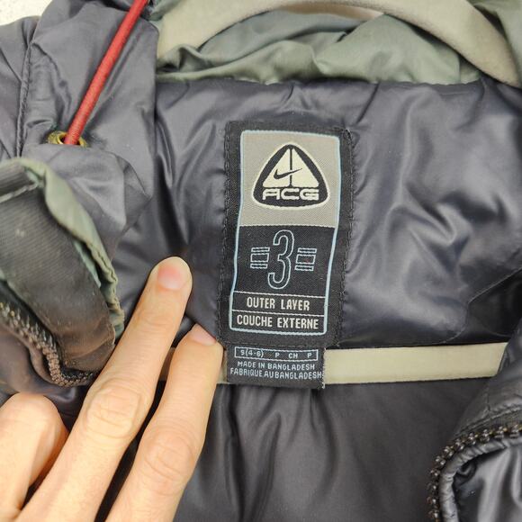 Vintage Y2K Nike ACG Down Puffer Vest Womens Small Dark Blue Full Zip Hooded - Picture 11 of 14